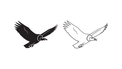 Flying vulture outline pair with transparent background