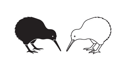 Two kiwi birds facing each other