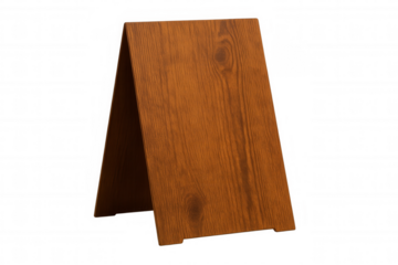 Blank wooden sandwich board standing against transparent backdrop, ready for custom signage or marketing message