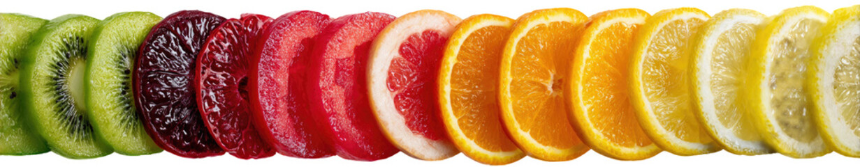 Colorful fruit slices arranged in a horizontal row (1)