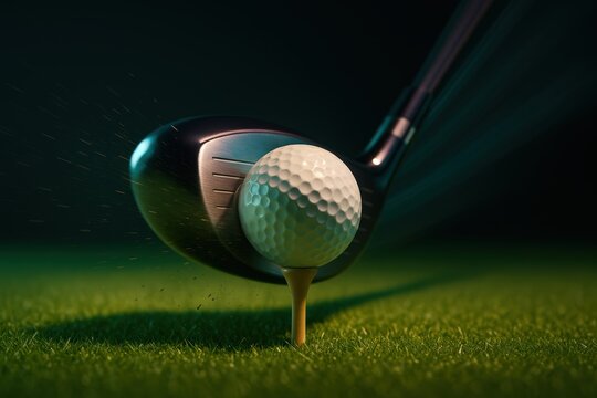 Golf club striking ball with explosive power. Use for action sports branding, coaching materials, equipment advertising, and editorial visuals.
- Powered by Adobe