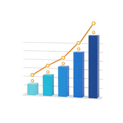 Growing bar chart isolated on transparent background