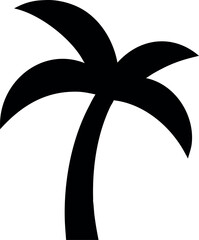 Simple black silhouette of a palm tree with green fronds on a white background