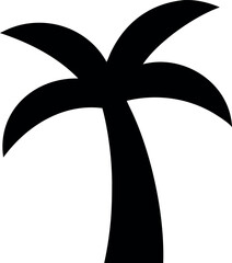 Simple black silhouette of a palm tree with fronds against a white background