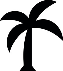 Simple silhouette of a palm tree with fronds against a white background