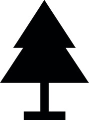 Simple black silhouette of a stylized evergreen tree with a square base