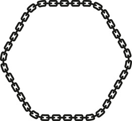 Chain links form a six-sided polygon with interconnected edges, creating a structured and geometric appearance.
