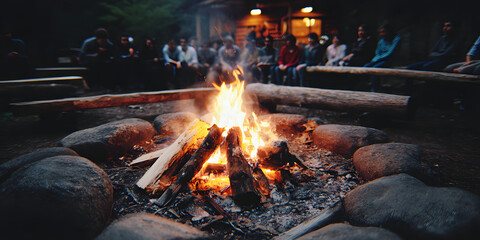 Warm Campfire Gathering Under a Twilight Sky