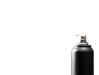 A dark gray spray can, metal, isolated on black