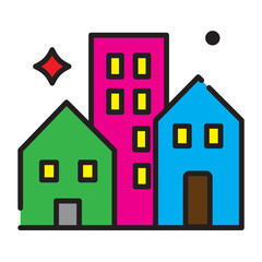 Colorful houses with transparent background