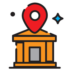 Location pin on building with transparent background