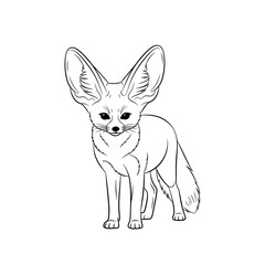 Naklejka premium Line Drawing of a Fennec Fox for Coloring or Illustration