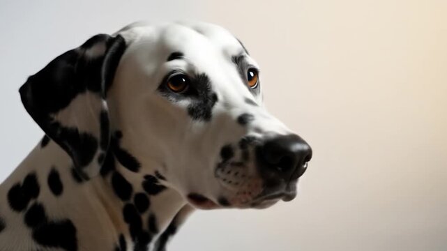 Majestic Dalmatian Dog Profile with Distinct Black Spots on a Bright Background