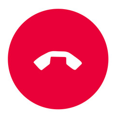 Red circle phone hang up icon, simple call end symbol for mobile apps, communication, and interface.