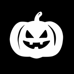 Scary pumpkin silhouette with carved face, perfect Halloween jack o lantern icon design.