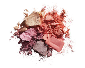 Cluster of crushed, mixed-toned powder makeup