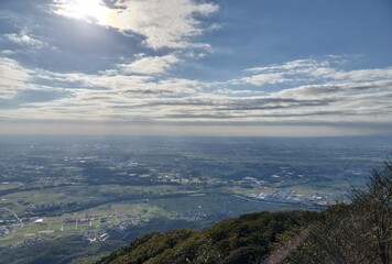 Fototapeta premium Autumn Panoramic View from the Summit of Mt. Tsukuba_10 筑波山山頂から見下ろす秋の絶景パノラマ_10