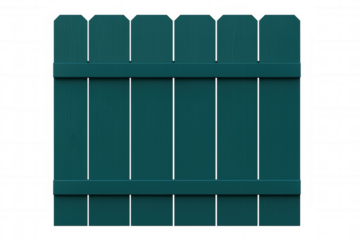 Weathered green wooden fence delineating property boundary, providing privacy screening against neutral backdrop