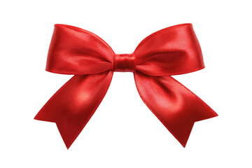 Red satin ribbon bow, centered on black.  Glossy, detailed