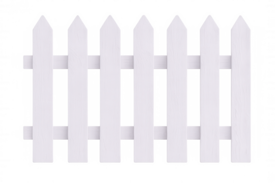 White picket fence creating a secure boundary, offering privacy on a transparent background, perfect for design projects