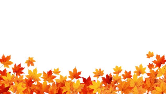 Autumn Leaves Delight A Vibrant Cascade of Fall Foliage on White Background