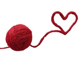 Red yarn ball and heart shape