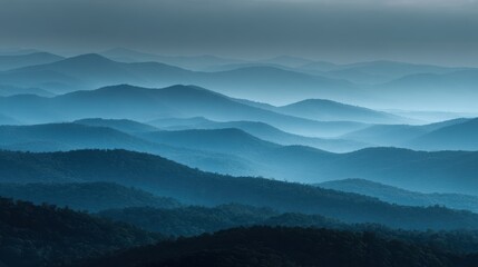 Fototapeta premium Serene Blue Mountain Layers in Atmospheric Perspective