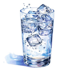 watercolor of Fresh Spring Water, vector, isolated on a white background.