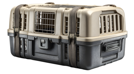 Pet carrier, closed isolated on transparent background