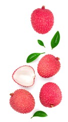 Fresh lychees with leaves