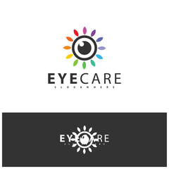Nature Eye Logo design vector template. Colorful media icon. Vision Logotype concept idea