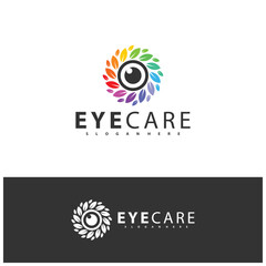 Nature Eye Logo design vector template. Colorful media icon. Vision Logotype concept idea