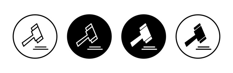 Gavel icon symbol for apps and websites. judge gavel sign and symbol. law icon. auction hammer