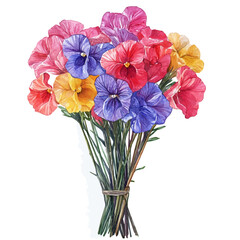 Farmers Market Fresh Flowers, watercolor clipart vector, isolated on a white background.