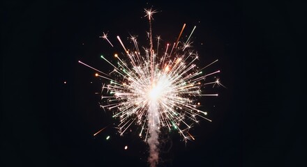 Obraz premium Festive Sparkler Fireworks Display at Night, Bright Colorful Explosion, Celebration, Party, Holiday, New Year, Event, Background Image