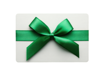 Gift card with a vibrant green satin ribbon bow