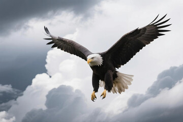 Obraz premium Eagle Soaring Through Storm Clouds, isolated on white background
