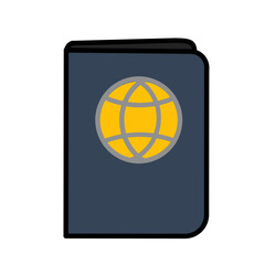 Minimalist Flat Design Passport Travel Identification Document Icon Illustration