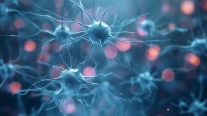 Journey Through a Glowing Neural Network of Firing Brain Cells and Synapses. - Powered by Adobe