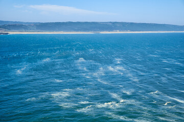 View on Nazare atlantic coast and beach in Portugal