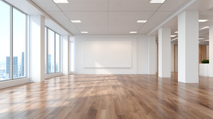 Obraz premium white and wooden office hall with mock up wall