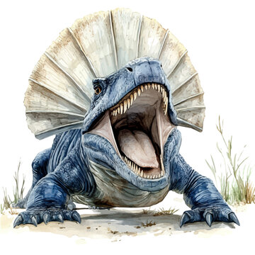 watercolor of Dimetrodon, vector, isolated on a white background.