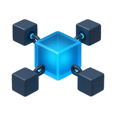 3D Blockchain Node Network Icon &mdash; Transparent PNG