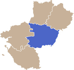 Illustration carte de la r&eacute;gion Pays de la Loire avec d&eacute;partement Maine-et-Loire mis en lumi&egrave;re