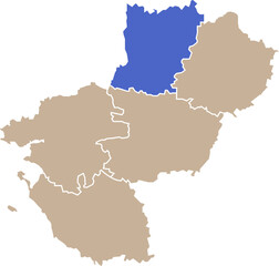 Illustration carte de la région Pays de la Loire avec département Mayenne mis en lumière