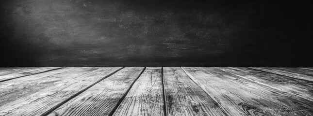 White Wooden Plank Floor With Black Space Background With Starry Effect