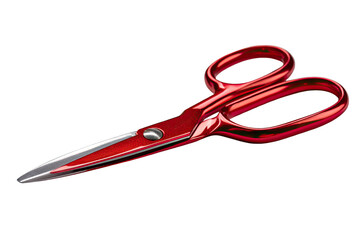 Red handled shears, angled view