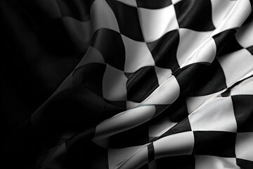 Checkered flag, black and white, billowing