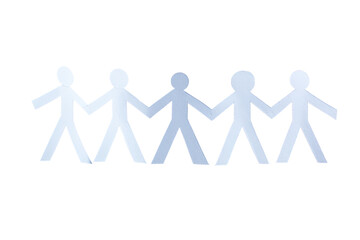 Silhouette of paper cut-out figures holding hands