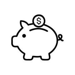 A simple and minimalist illustration of a piggy bank with a coin placed on its slot